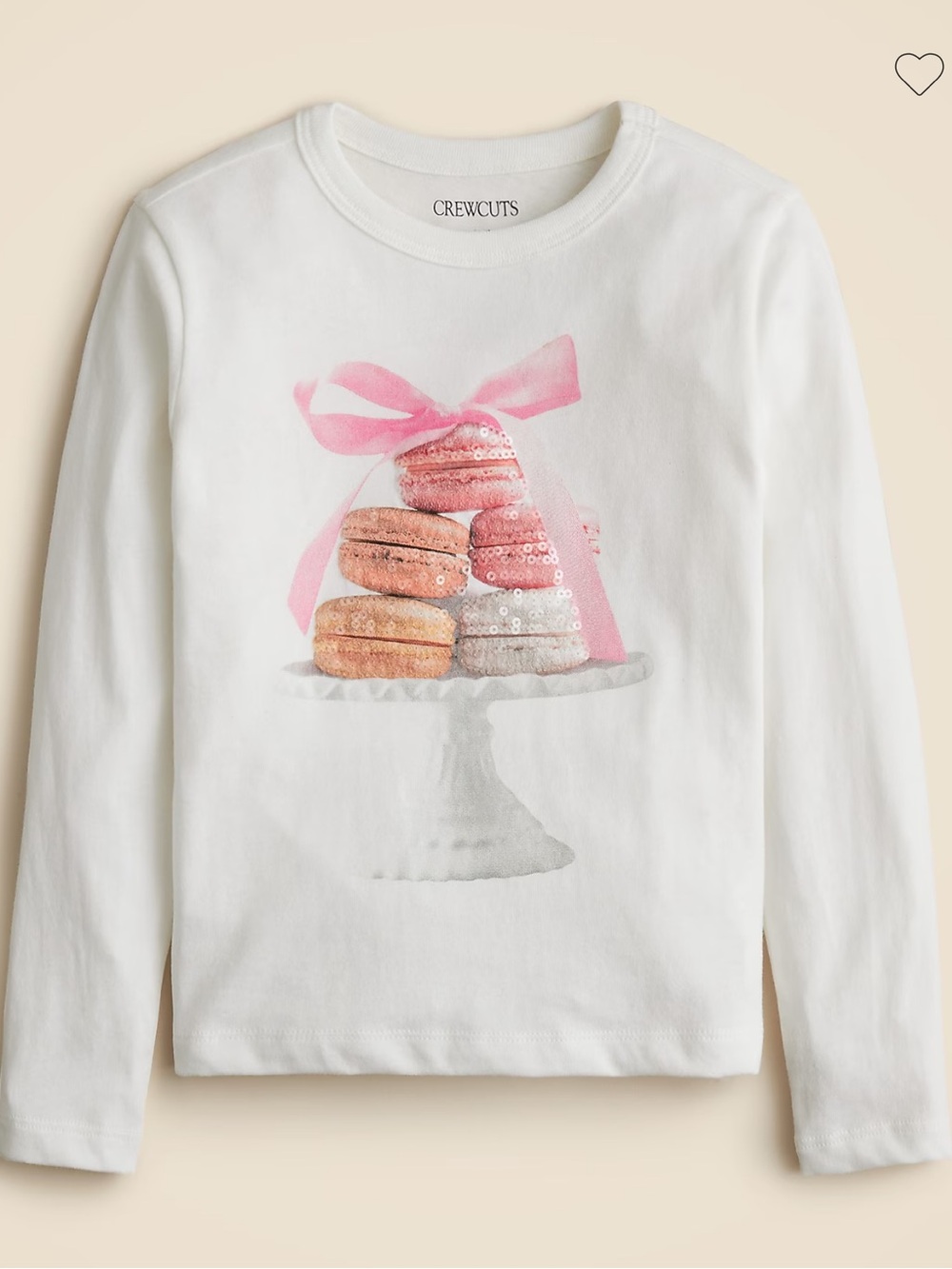 Crewcuts White Long-Sleeve Tee with Pink Macaron Graphic 4-5 T